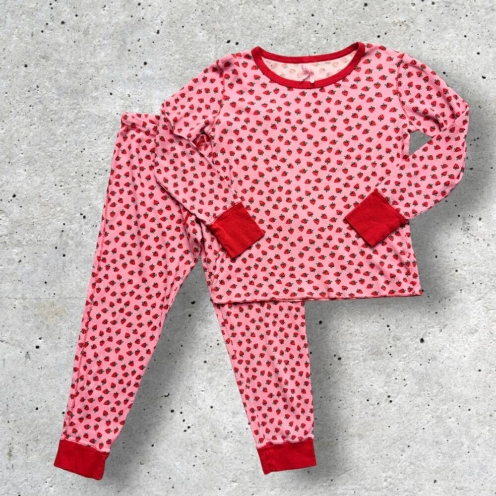VTG Y2K Victoria’s Secret Strawberry Thermal Waffle Knit Pajama Set Pink Size M